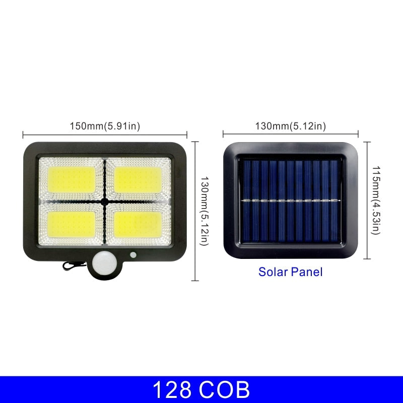 LED Solar Motion Sensor Flood Light, IP65 Waterproof, 3 Modes, Outdoor Garden, Garage, Patio Wall Lamp