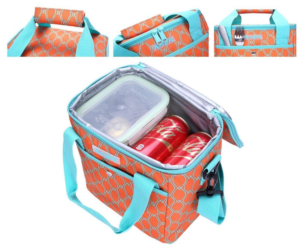 Leakproof Insulated Lunch Bag for Women - 9 Can Capacity, Soft Cooler Tote, Orange