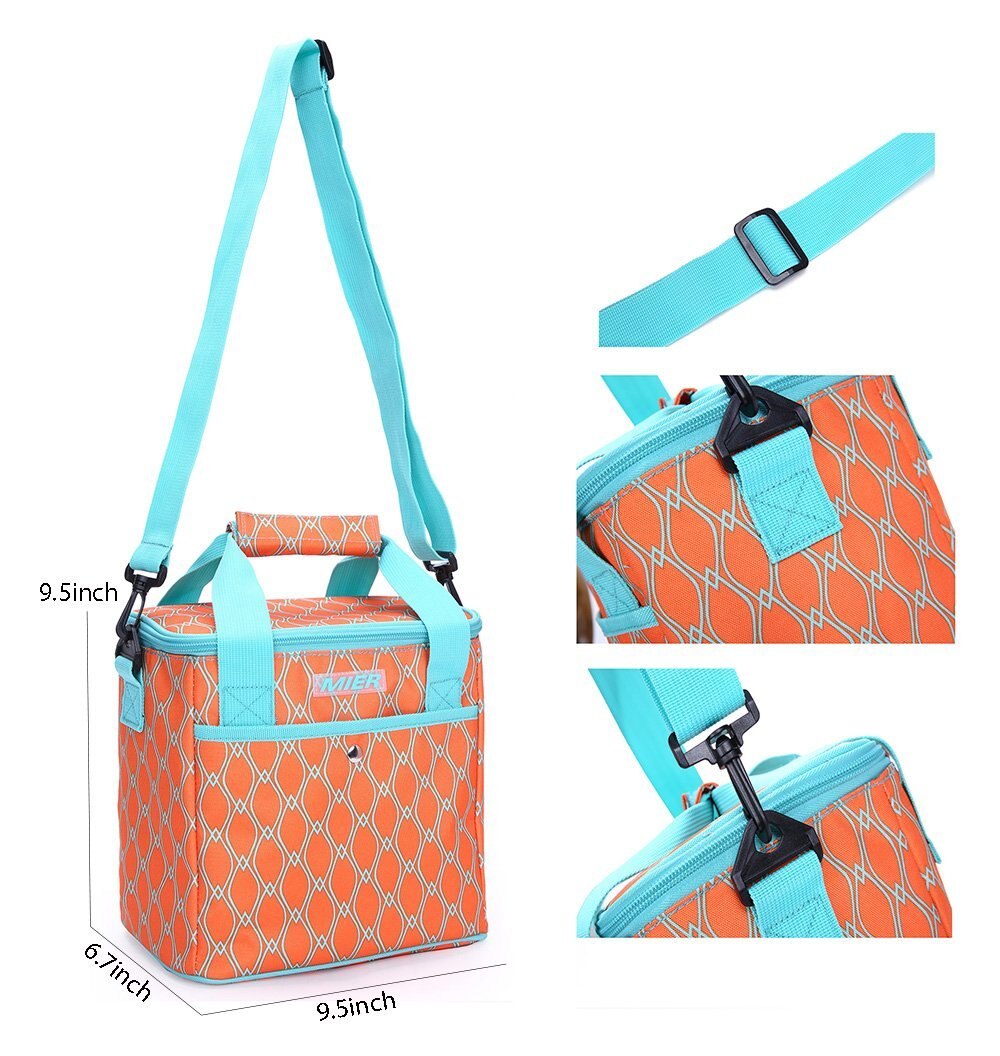 Leakproof Insulated Lunch Bag for Women - 9 Can Capacity, Soft Cooler Tote, Orange