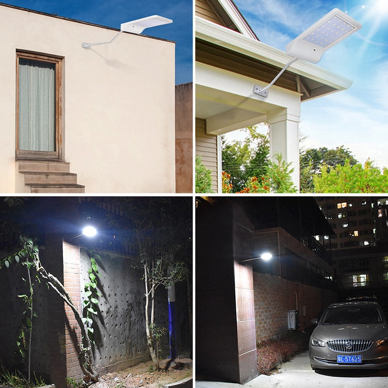 Newest 30 LED Solar Outdoor Waterproof Security Light with Mounting Pole for Barn, Porch, Garage