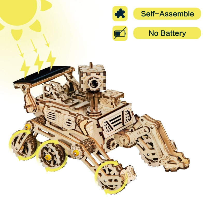 3D Wooden Space Hunting Solar Energy Toy - Assembly Gift for Children, Teens, Adults