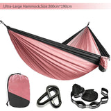 Double Person Solid Color Parachute Hammock with Straps & Carabiner for Camping, Survival, Travel, Outdoor Furniture