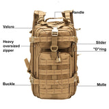 Men's 30L Military Tactical Backpack - 1000D Polyester, Waterproof, for Hiking, Camping, Hunting