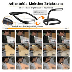 Rechargeable Fashion Neck Book Light - 3 Color Adjustable Brightness, Flexible Arm, Night Lamp for Reading & Camping