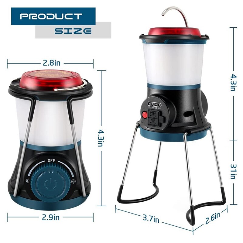 Rechargeable LED Camping Lantern, 2000mAh with Magnet Base, Flashlight for Hiking and Emergency Light