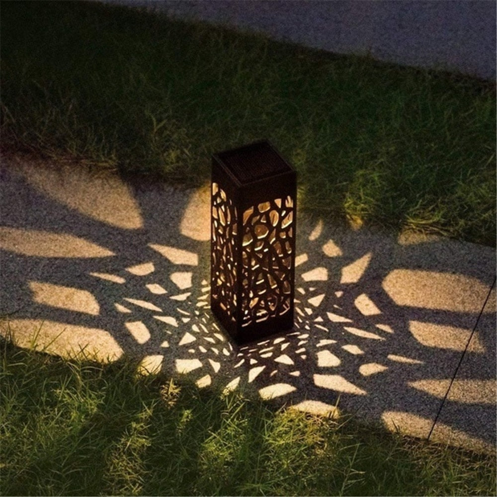 Solar Lawn Light Decoration - Waterproof LED Hollow Pathway Lamp for Outdoor Garden and Lawn
