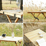 Portable Folding Wood Table with Carry Bag - Large Wooden Desk for Camping, Beach, Picnic, Outdoor, Garden, Backyard Furniture