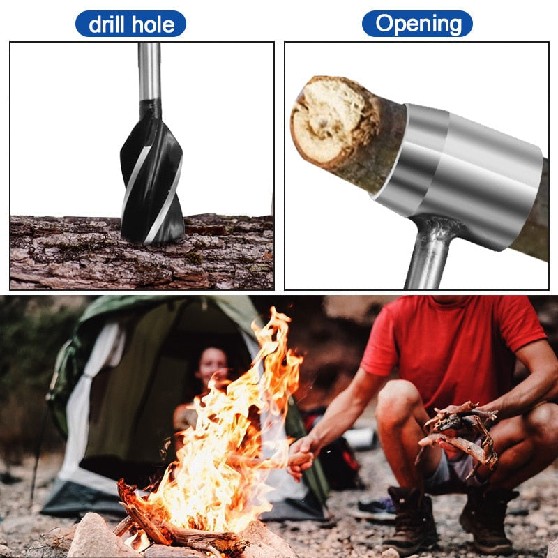 Outdoor Survival Drill Bits: Manual Hole Maker, Punch Tool, Wrench, Woodworking, Camping, Bushcraft