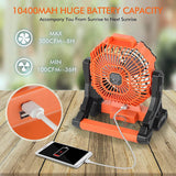 Rechargeable Tent Fan with Hook, 7800mAh Battery, LED Light for Camping, Jobsite, Garden, Outdoor, Hiking