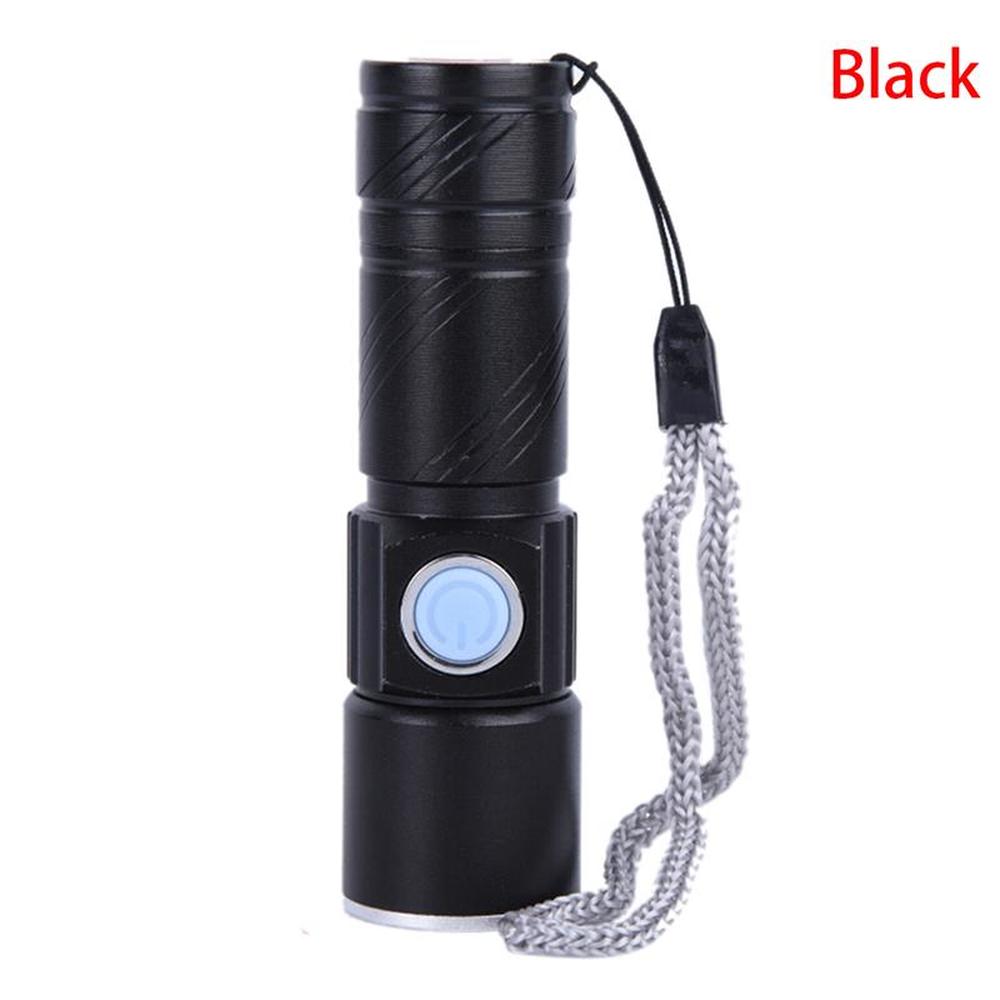 Rechargeable USB Flashlight Q5 - 3 Modes, Mini Zoom, Waterproof, Built-in Battery, Tactical Camping & Bike Torch