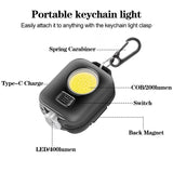 Mini LED Keychain Flashlight - Ultra Bright COB Torch, Rechargeable 500mAh Battery, Pocket Light for Outdoor Camping