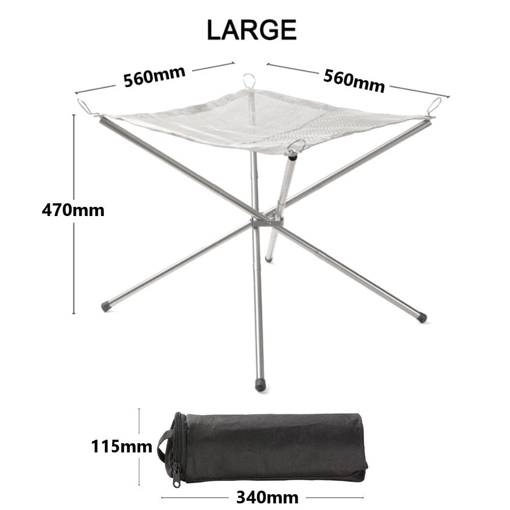 Foldable Stainless Steel Mesh Fire Pit - Outdoor Camping, Backyard Heating, BBQ Tools, Campfire Rack