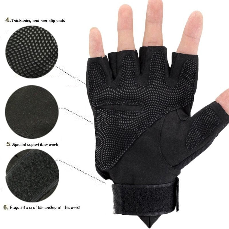 Military Fingerless Hard Knuckle Tactical Gloves for Hiking, Cycling, Climbing, Camping, and Outdoor Sports