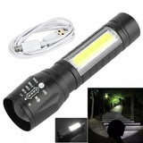 USB Rechargeable Tactical Flashlight - Strong Light, Zoom, LED, Portable, Outdoor Camping Torch