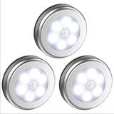 Wireless Motion Sensor LED Night Light - Battery Powered, Round, for Bedroom, Closet, Cabinet, Bedside Lighting