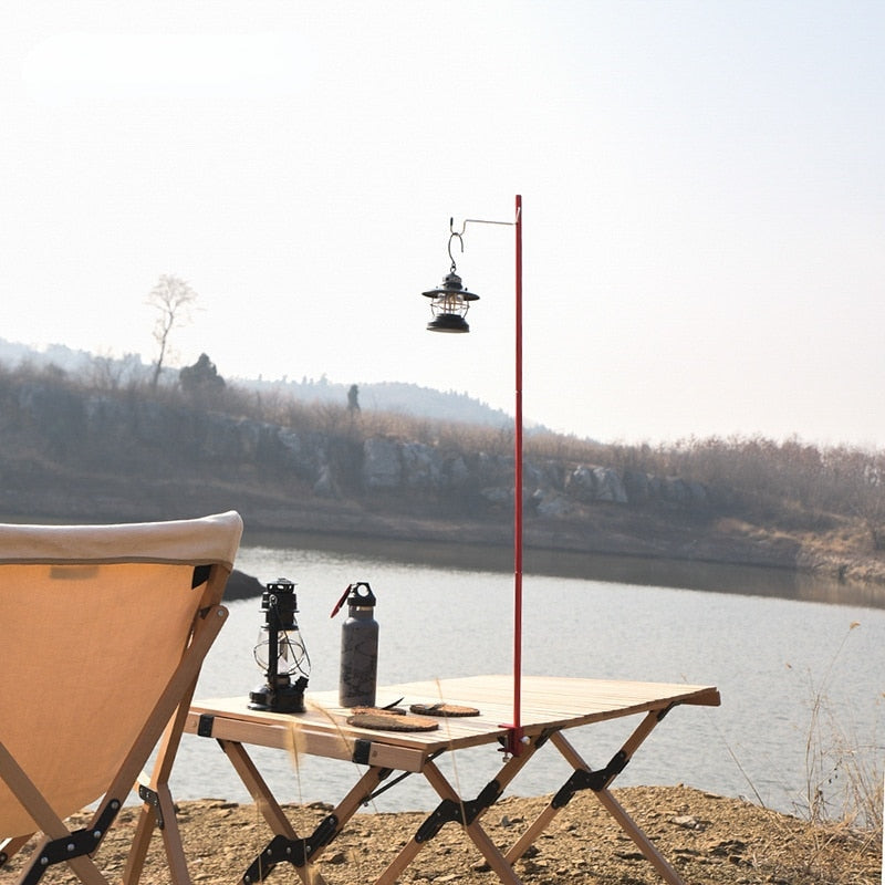 Portable Aluminum Alloy Foldable Lamp Post for Outdoor Camping, Hiking, Fishing - Lantern Stand Holder