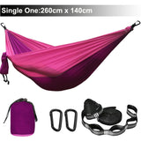 Double Person Solid Color Parachute Hammock with Straps & Carabiner for Camping, Survival, Travel, Outdoor Furniture