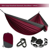 Double Person Solid Color Parachute Hammock with Straps & Carabiner for Camping, Survival, Travel, Outdoor Furniture