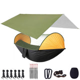 Camping Hammock with Mosquito Net, 118x118in Rain Fly Tarp, 10-Ring Tree Straps for Backpacking, Survival, Travel