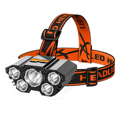 5LED USB Rechargeable Flashlight Lantern with Built-in 18650 Battery - Portable Headlamp for Outdoor Camping