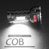 Ultra Bright Rechargeable LED Flashlight with COB Side Light, 4 Modes, for Outdoor Adventure - 3 in 1 Torch