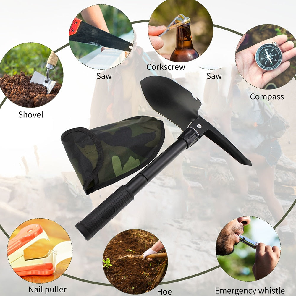 Multi-Function Folding Military Shovel - Outdoor Survival, Camping, and Garden Tool