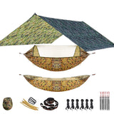 2-Person Outdoor Hammock with Mosquito Net & Rain Fly Tarp for Travel, Camping, Hiking, Garden - Portable Sleep Swing