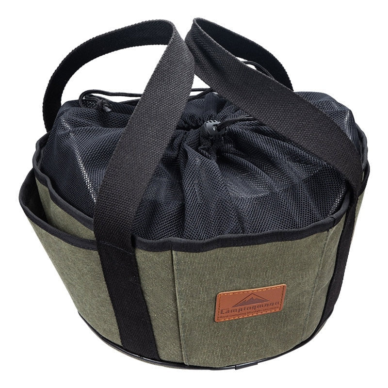 Outdoor Camping Barbecue Storage Bag - Portable Canvas Tote for Cookware and Oven Accessories