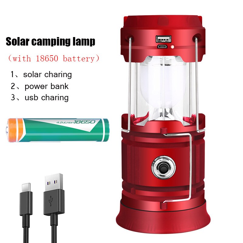 Solar Outdoor Camping Lamp - Multifunctional, Portable, Strong Light, Emergency Lantern, 18650 Battery, Tent Use