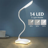 Dimmable Desk Lamp with Night Light, 360 Degree Swivel Head, Rechargeable for Study, Reading, Work, Camping