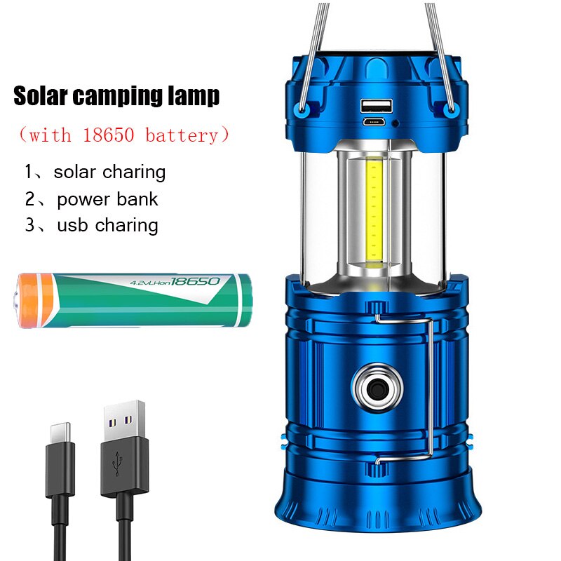 Solar Outdoor Camping Lamp - Multifunctional, Portable, Strong Light, Emergency Lantern, 18650 Battery, Tent Use