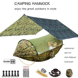 2-Person Outdoor Hammock with Mosquito Net & Rain Fly Tarp for Travel, Camping, Hiking, Garden - Portable Sleep Swing