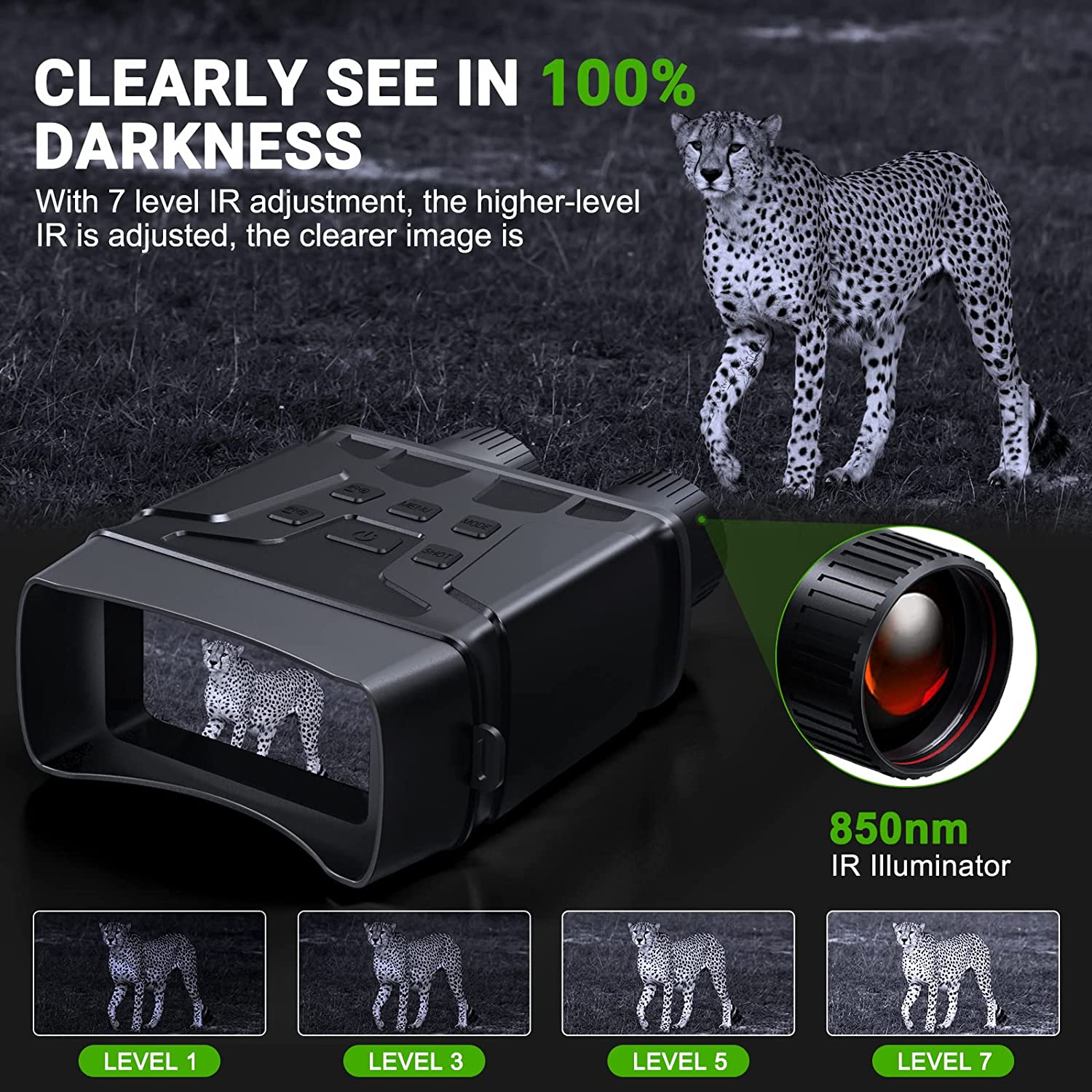 1080p FHD Night Vision Goggles for Complete Darkness - Ideal for Hunting, Camping, Travel, and Surveillance