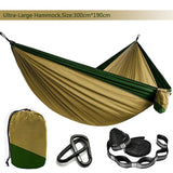 Double Person Solid Color Parachute Hammock with Straps & Carabiner for Camping, Survival, Travel, Outdoor Furniture