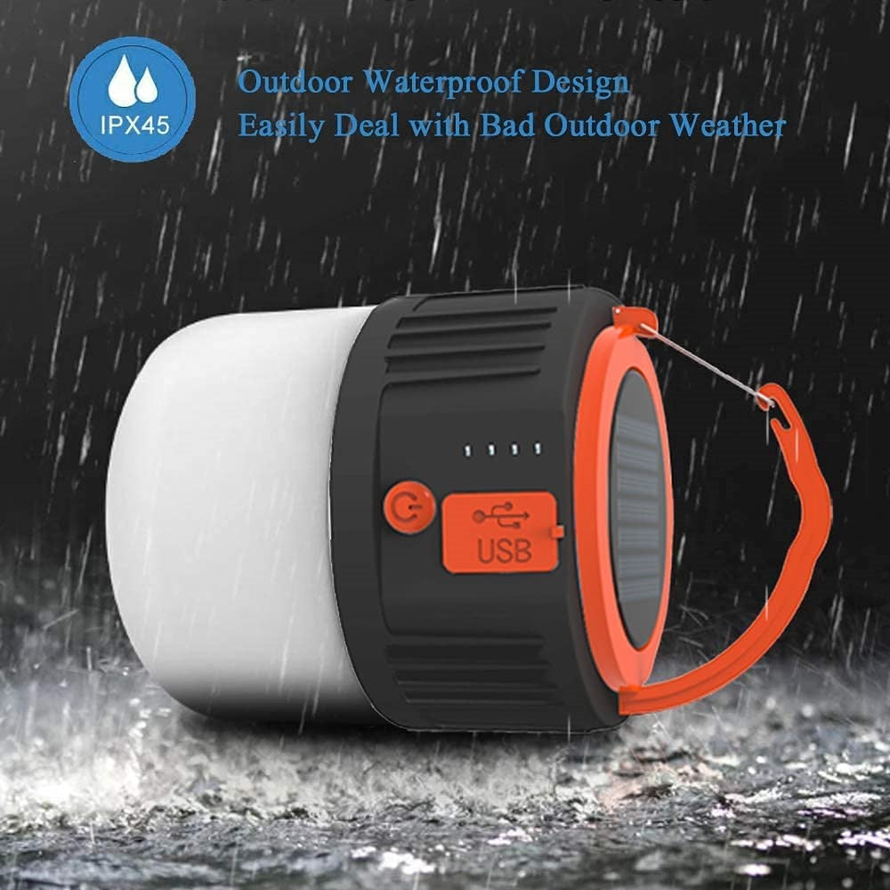 Portable Solar Camping Lantern: USB Rechargeable Tent Lamp, 2400mAh Power Bank for BBQ, Hiking, Emergency