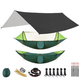 2-Person Outdoor Hammock with Mosquito Net & Rain Fly Tarp for Travel, Camping, Hiking, Garden - Portable Sleep Swing