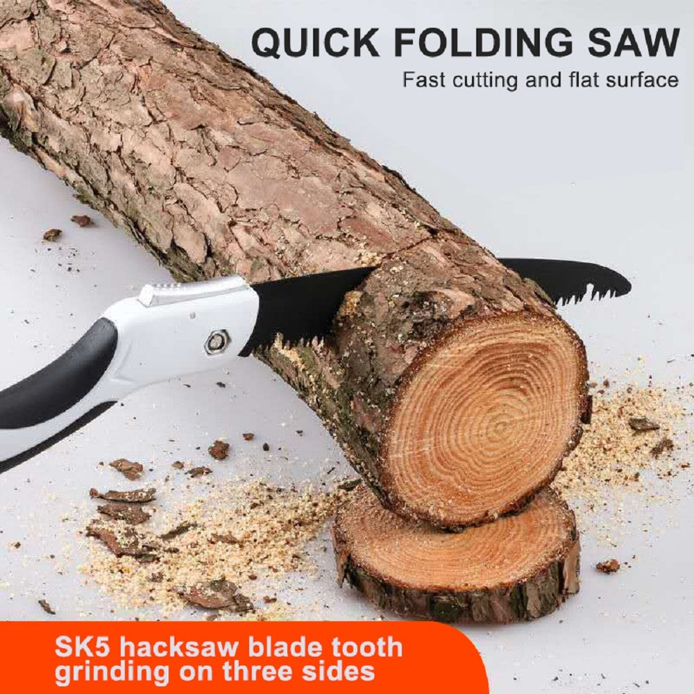 Folding Hacksaw for Woodworking, Camping, and Garden - Multifunctional Sharp Hand Tool for Cutting Wood and Trees