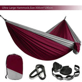 Double Person Solid Color Parachute Hammock with Straps & Carabiner for Camping, Survival, Travel, Outdoor Furniture