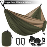 Double Person Solid Color Parachute Hammock with Straps & Carabiner for Camping, Survival, Travel, Outdoor Furniture