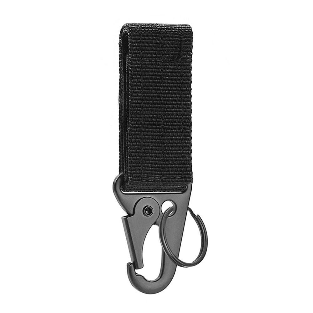 Tactical Molle Nylon Webbing Belt Triangle Buckle Carabiner Keychain for Outdoor Climbing Camping Tool Accessory