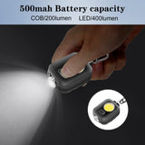 Mini LED Keychain Flashlight - Ultra Bright COB Torch, Rechargeable 500mAh Battery, Pocket Light for Outdoor Camping