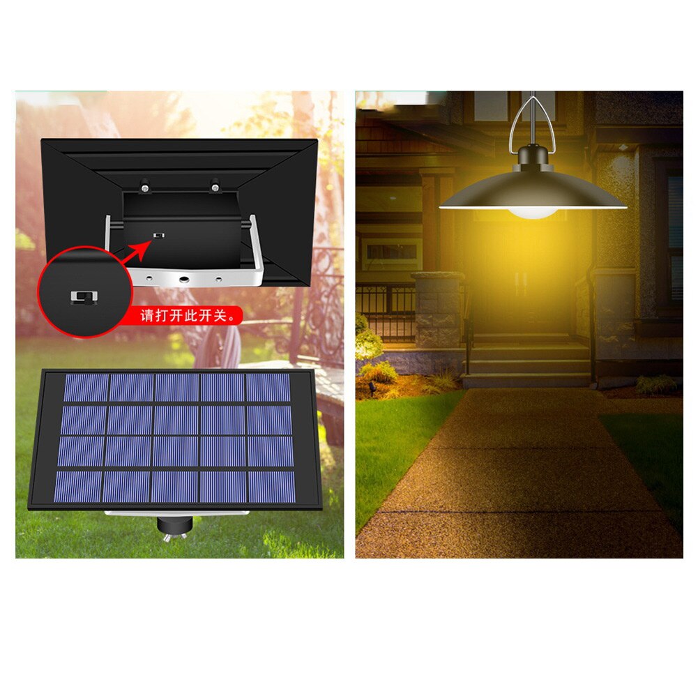 LED Solar Panel Powered Pendant Light - Waterproof Indoor/Outdoor Lamp for Camping, Garden, Yard, Cafe, Bar, Club, Shed