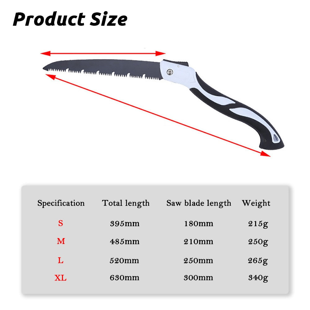 Folding Hacksaw for Woodworking, Camping, and Garden - Multifunctional Sharp Hand Tool for Cutting Wood and Trees