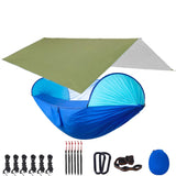 Camping Hammock with Mosquito Net, 118x118in Rain Fly Tarp, 10-Ring Tree Straps for Backpacking, Survival, Travel