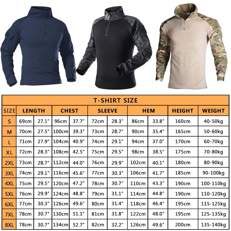 Men's Tactical Camouflage Long Sleeve Army T-Shirt - Breathable Outdoor Sports, Climbing, Fishing Clothing