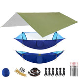 2-Person Outdoor Hammock with Mosquito Net & Rain Fly Tarp for Travel, Camping, Hiking, Garden - Portable Sleep Swing