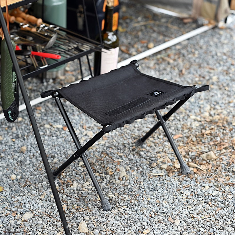 Lightweight Aluminum Alloy Folding Tactical Camp Stool - Portable Outdoor Camping, Fishing Moon Chair with Cordura Fabric
