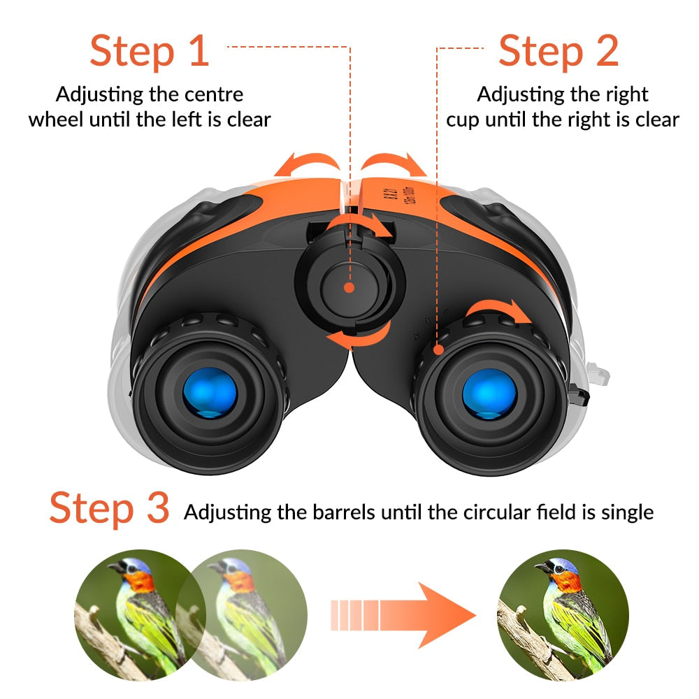 Compact Shock-Proof Kids Telescope Binoculars for Bird Watching, Tourism, Camping, and Birthday Gifts