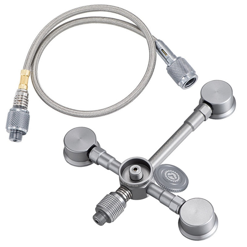 Aluminum Alloy Camping Gas Canister Adapter: 3-to-2 Switch Tool, OD3 Connector for Outdoor Stove