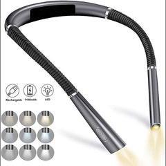 3-Color 8-LED Flexible Neck Reading Light - Rechargeable Book Light for Reading, Knitting, Camping, Repairing, Running